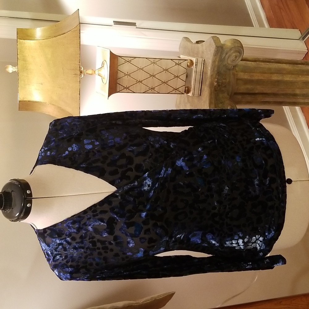 KAREN KANE Velvet Burnout Surplus Black and Blue top.